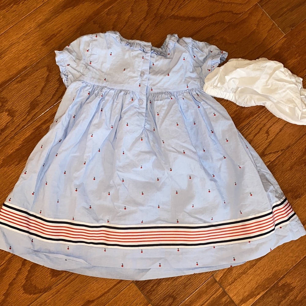 Janie and Jack cherry print dress with diaper cover sz 6-12m - Picture 3 of 4